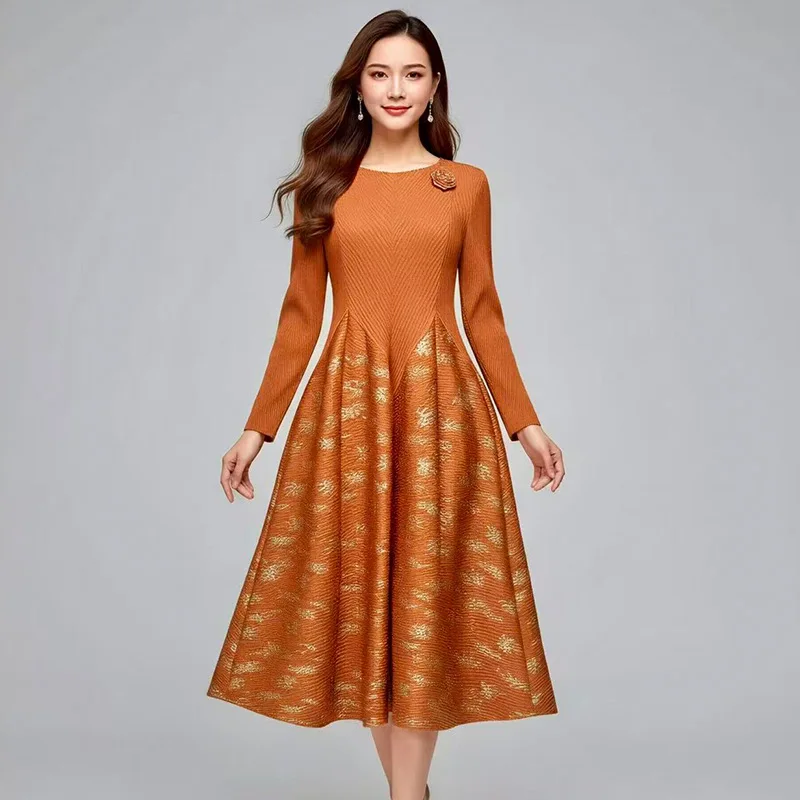 

Miyake Pleated 2026 Spring and Summer Senior Sense of Dress Fashion Temperament Long Dress Elegant Thin Long New French Pleat