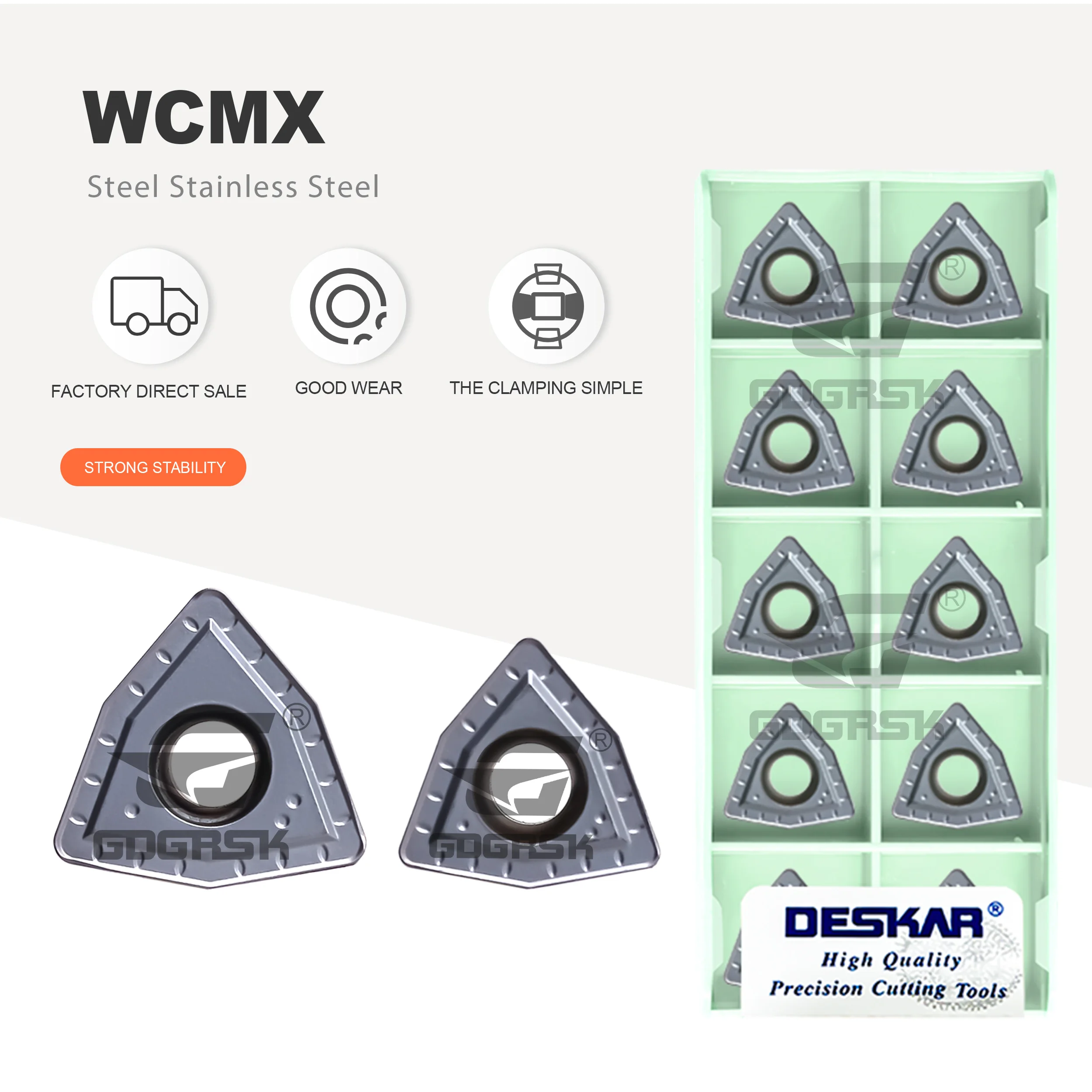 DESKAR WCMX030208/040208 WCMT050308/06T308/080412-MF LF6018S إدراجات مخرطة CNC المستخدمة لمعالجة أدوات الخراطة المصنوعة من الفولاذ المقاوم للصدأ #1
