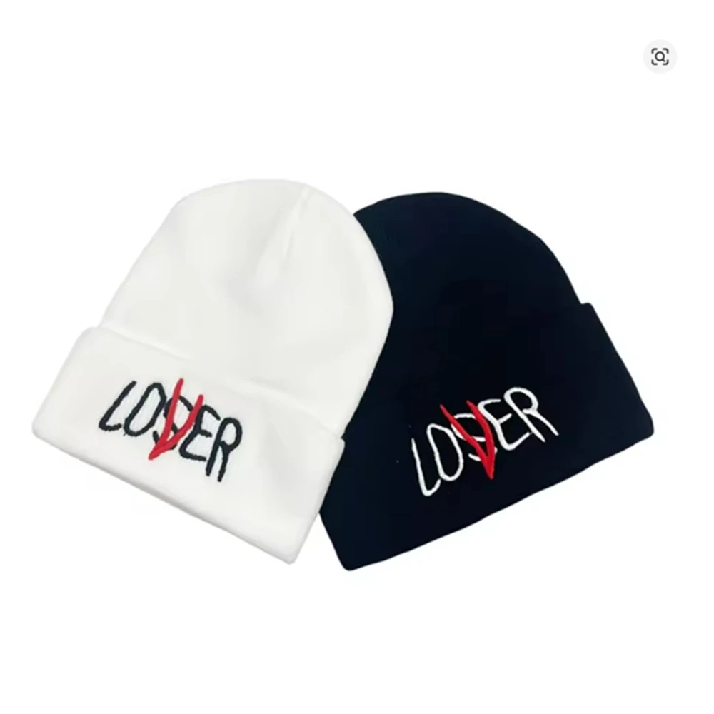 1pc Creative Acrylic Knitted Loser Lover Word Letter Embroidery Knit Couple Lovers Gift Beanie Cap Hat