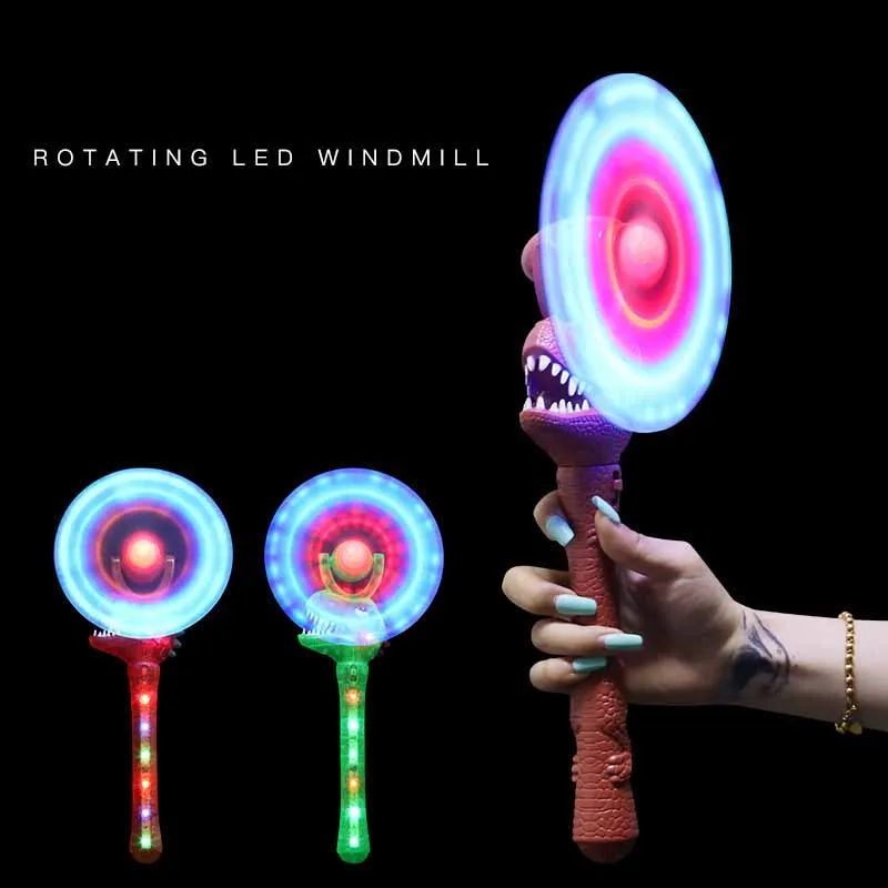 

New Light-emitting Windmill Toy Cartoon Dinosaur Flash with Music Rotating Windmill Children's Birthday Gift Toys