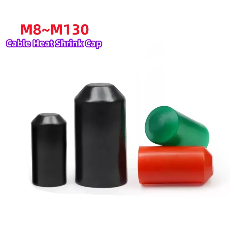 

1~5pcs Dia 8~130mm Heat Shrink End Seal Cap Adhesive Glue Lined Insulated Wrap Wire Protect Cover Bottom Cable Sleeve Black Red