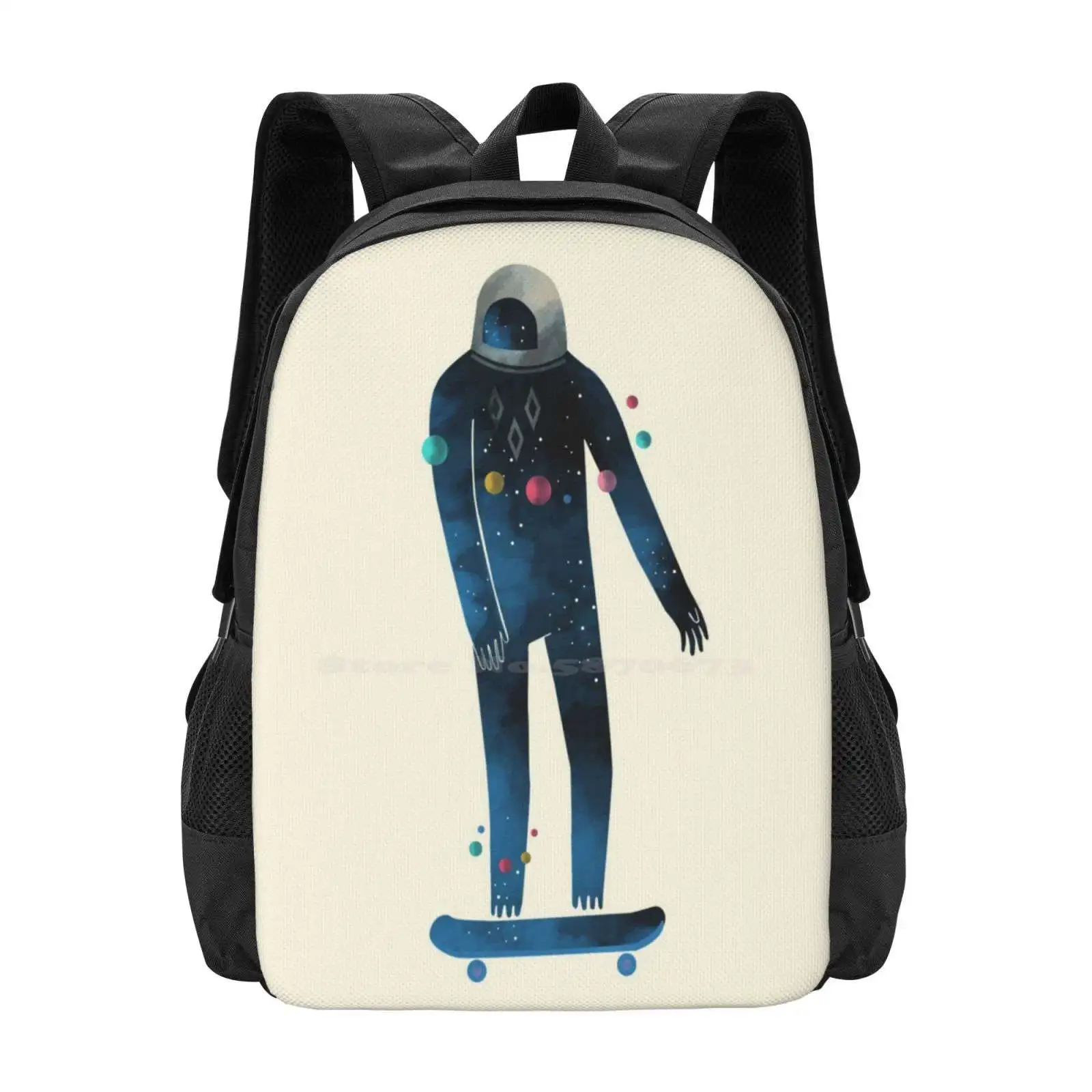 Skate/Space Hot Sale Schoolbag Backpack Fashion Bags Space Universe Planets Astronaut Skater