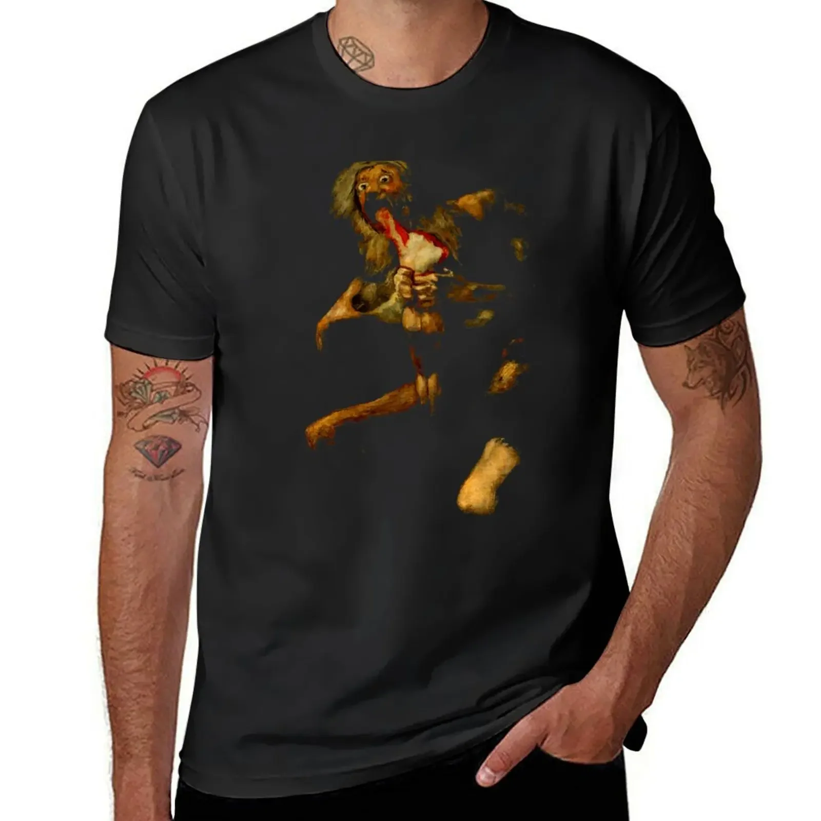 Saturn Devouring His Son Classic Painting by Francisco Goya goth art lover gift T-Shirt quick drying Short sleeve tee men