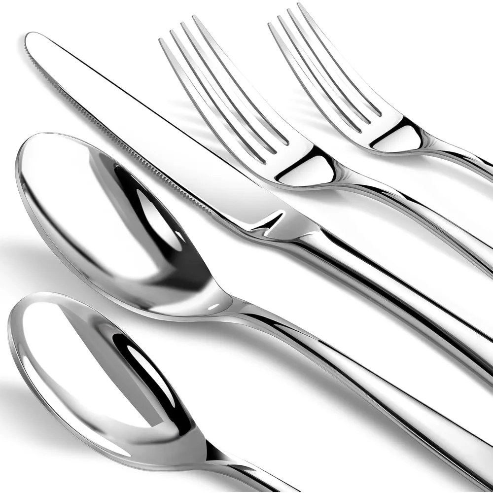 

Silverware Set for 8, Heavy Duty Stainless Steel Cutlery Set Flatware Set,40 Piece Premium Silverware, Mirror Polished Modern Cu