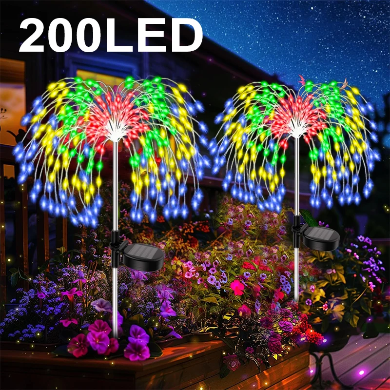 200LED Solar Power Pathway Lights Firework Decor Street Lawn Solar Lights for Outdoor Garden Yard