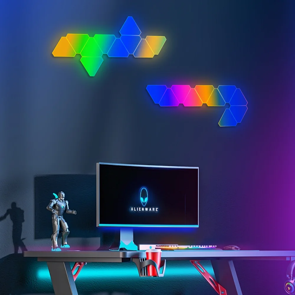 WIFI الذكية المثلث الخفيفة لوحات المنزل الذكي DIY تصميم RGB IC LED الجدار الخفيفة للداخلية غرفة الألعاب غرفة نوم السرير الديكور