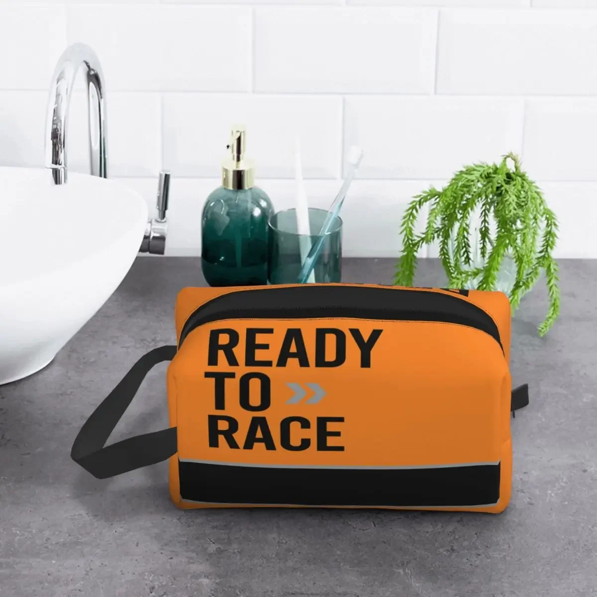 Ready To Race Toiletry Bag for Cross Motocross Bitumen Bike Life Makeup Cosmetic Organizer Lady Beauty Storage Dopp Kit Box