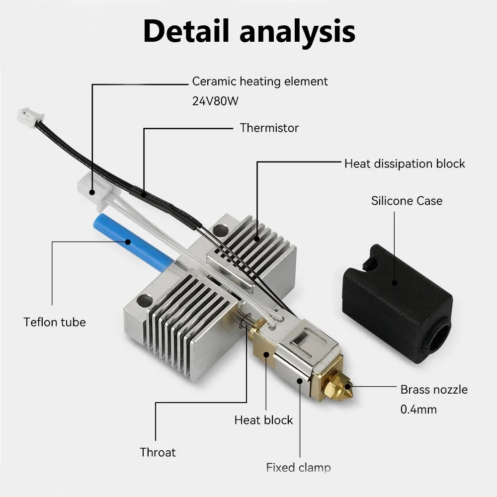 ل ELEGOO Neptune 4 Plus Max Hotend Kit فوهة فولاذية صلبة نحاسية عالية السرعة ملحقات طابعة ثلاثية الأبعاد لـ Elegoo 4 Plus #2