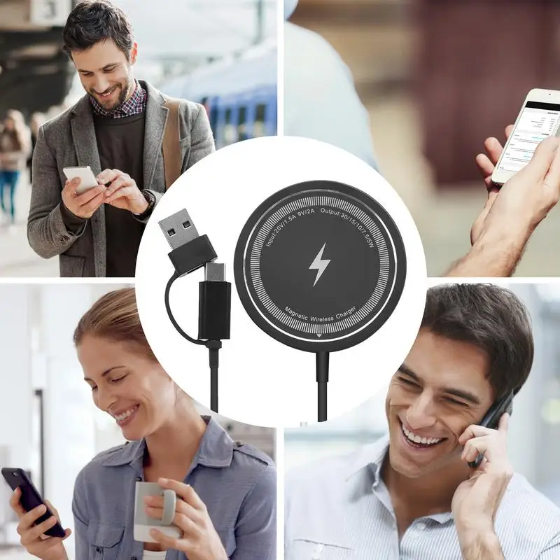 2in1 interface 15w Fast Magnetic Wireless Charger for Tablets & Smartphones Wireless Charging Pad Charging Phone Accessories