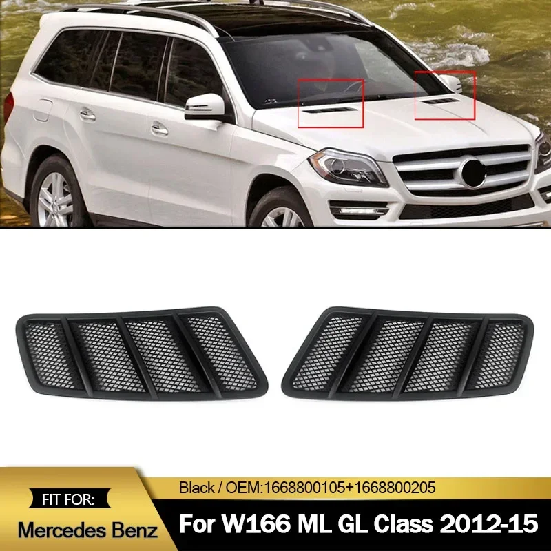 2 pcs Front Left Right Hood Air Vent Grill For Mercedes W166 GL ML350 2012-2015