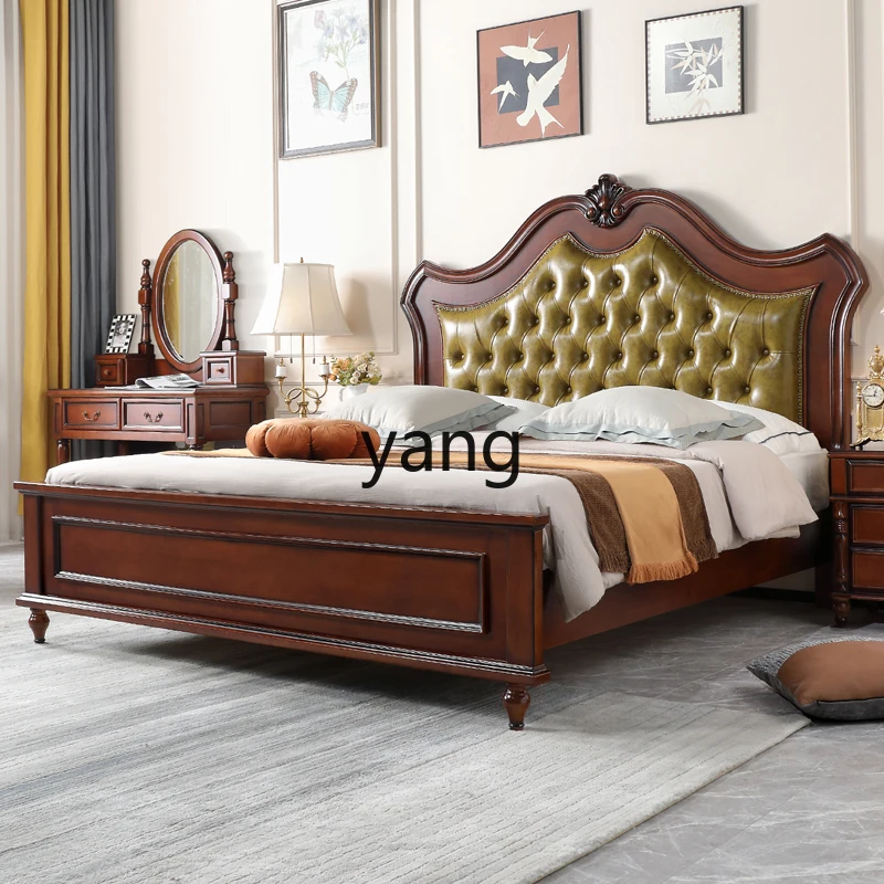 

LMM American solid wood bed 1 meter 8 bed double bed air pressure storage leather soft bag