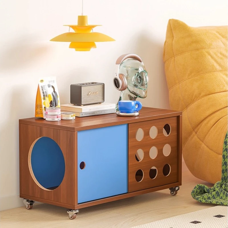 

Pet-Friendly Bedside Table Multifunctional Cat Bed with Hidden Storage Mobile Side Table for Bedroom Compact Pet Furniture