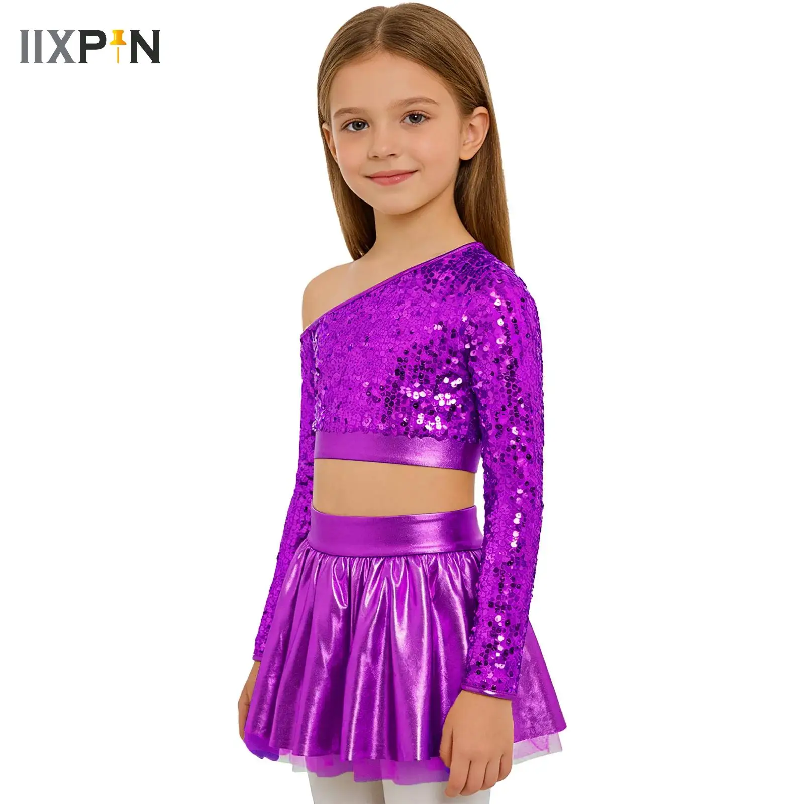 

Girls Sequins Ballet Figure Skating Dancewear Latin Dance Leotard Rhythmic Gymnastics Jazz Dancing Performance Costume SetS