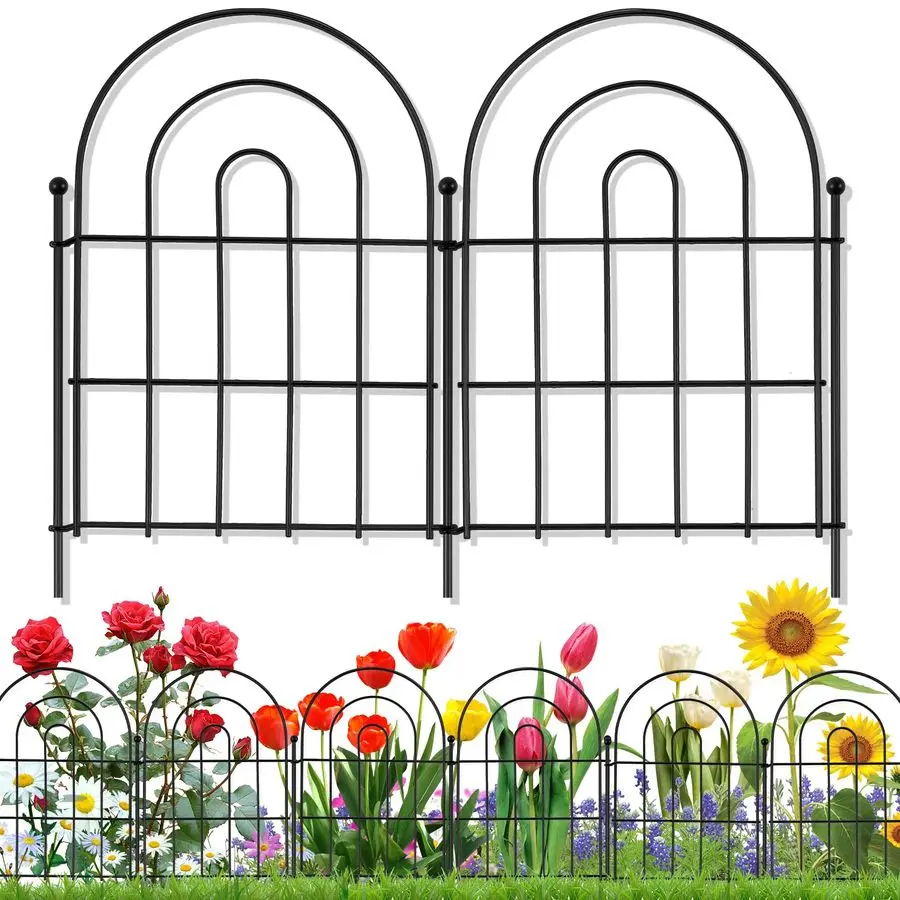

Декоративный садовый забор-ограждение для животных, 17 дюймов (В) x 18 футов (Д), для защиты цветов и кроликов, малый арочный, из нержавеющей стали, без сварки