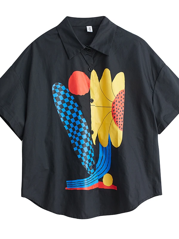 Rétro impression 3D ort Sve décontracté irt femmes été 2025 nouveau coréen ample Sle trajet minceur haut polyvalent