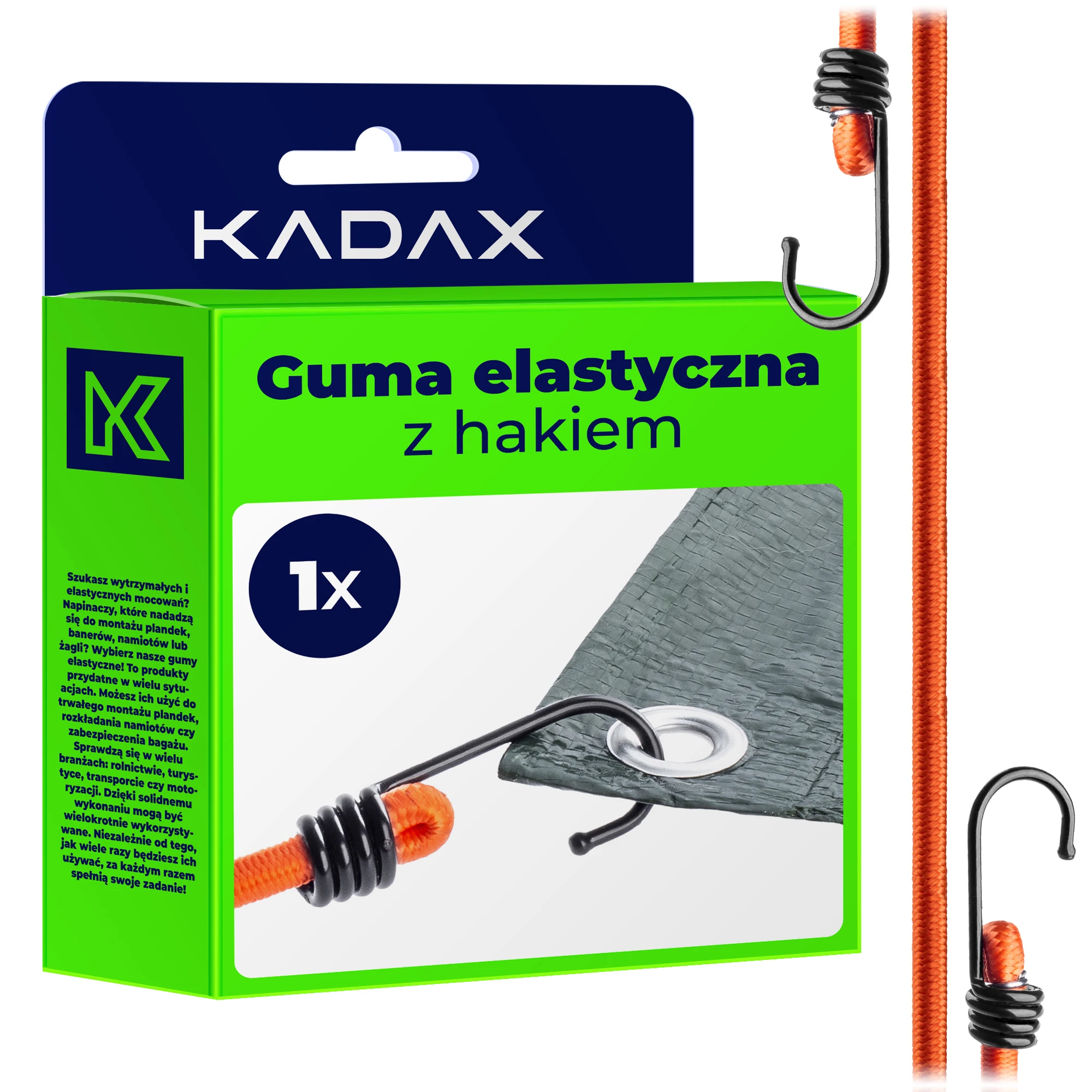 Kadax elastisch touw met haak voor bagage en zeildoek