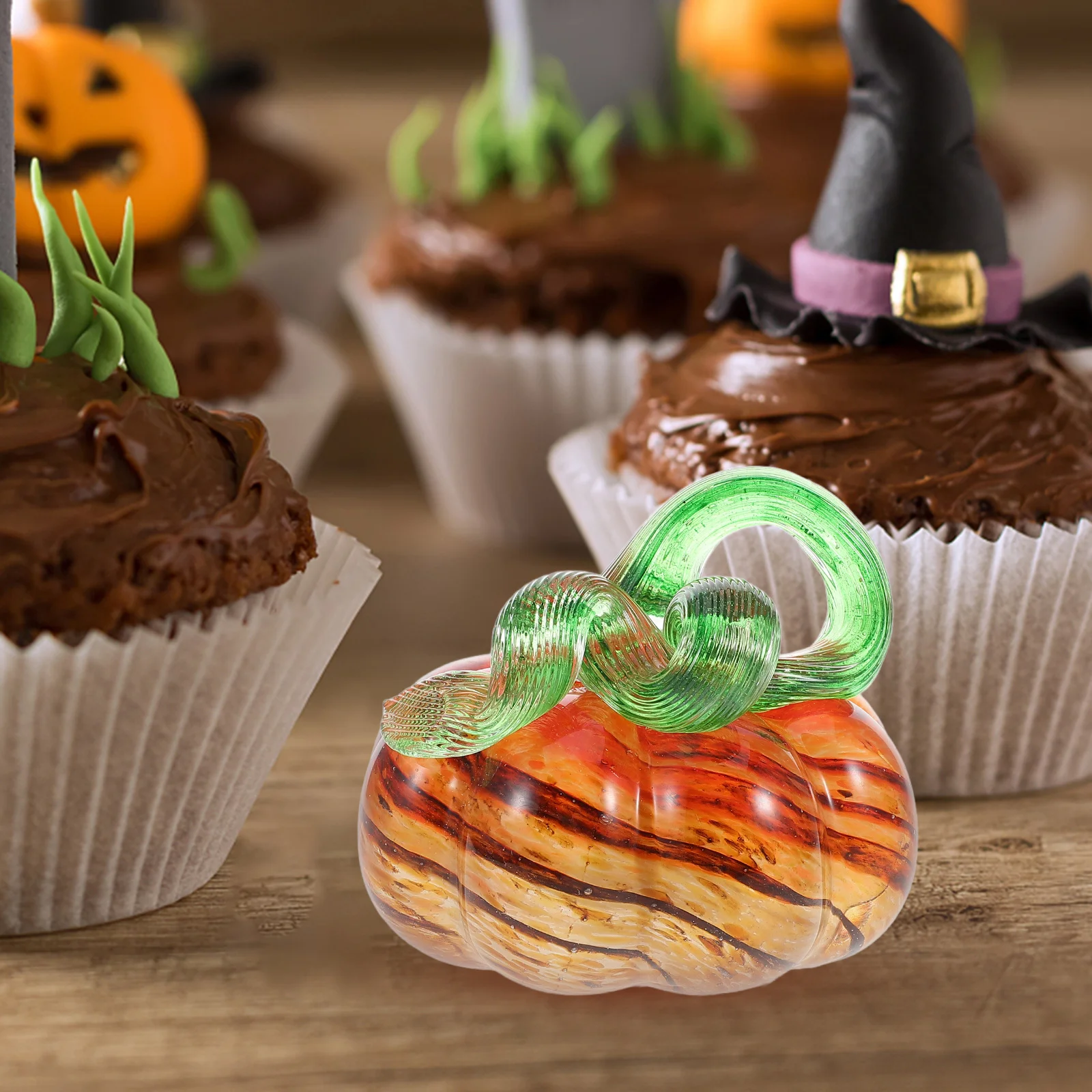 

Thanksgiving Glass Pumpkin 80mm Orange Amber Crystal Pumpkin Decor Hand Blown Thanksgiving Holiday Table Decoration