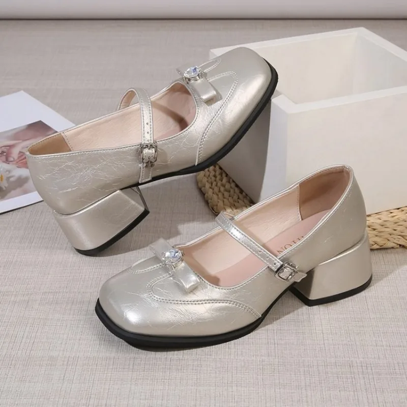 2026 Neue Damenschuhe Mode Gürtelschnallen-Design Kleine Lederschuhe Quadratische Spitze Dicker Absatz Einzelschuhe für Damen – Detail 20