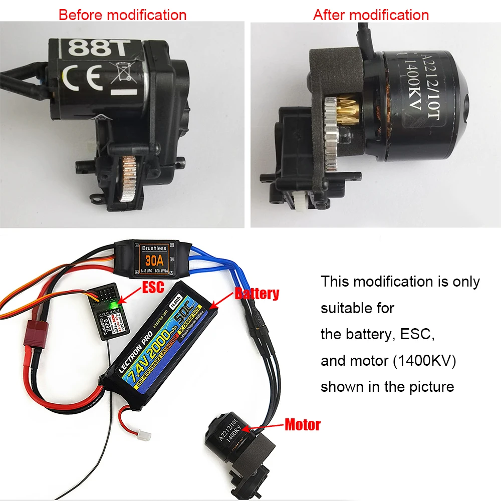 AXSPEED Brushed Modified to Brushless Motor Bracket Gear Set for Axial SCX24 Universal 1/24 RC Crawler Car Upgrade Parts