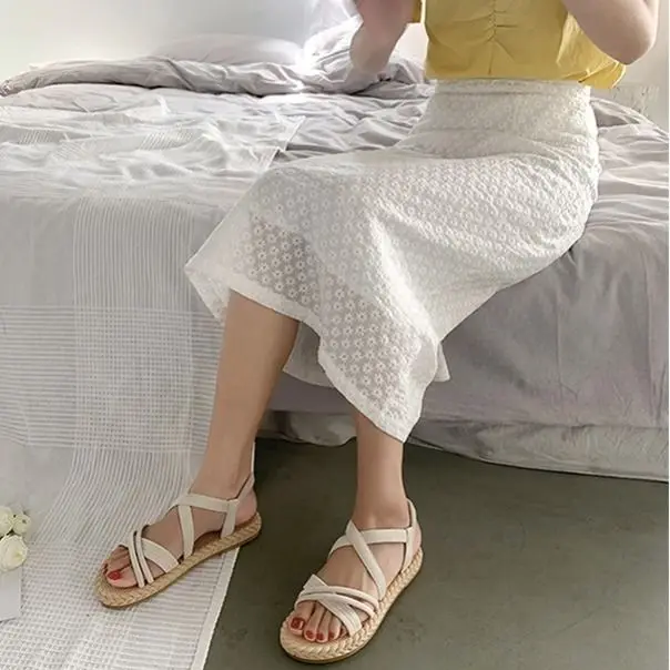 Women's Sandals Summer Fashion Versatile Strap Roman Sandals Beach Flats Womans Shoes Sapatos De Mujer