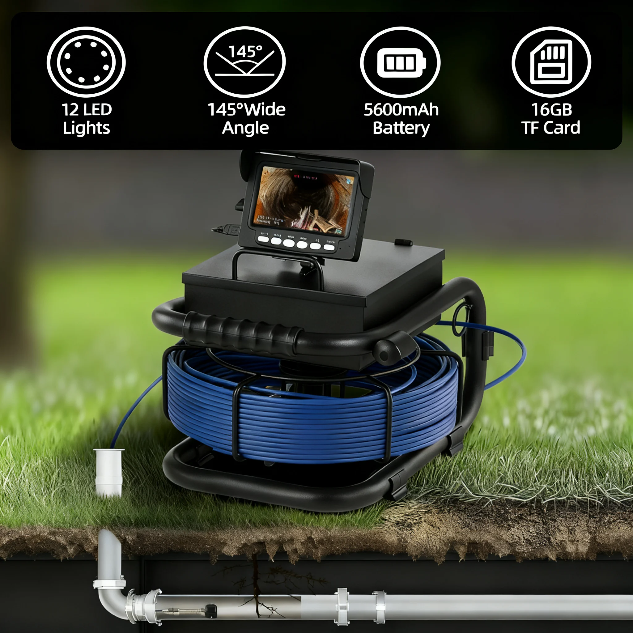 

HD endoscope camera,IP68 Waterproof Protection,5600MAH Battery 16GB TF Card and Video Recording