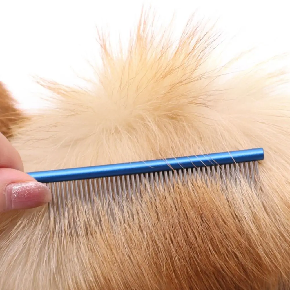 Stainless Steel Pet Flea Comb Colorful Non-rust Dog Grooming Comb Dense Tooth Dogs Cleaning Brush Comb