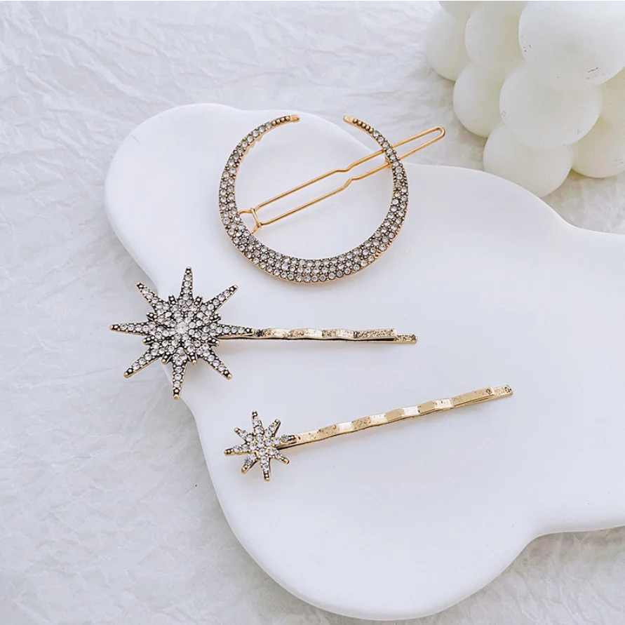 3 Teile/satz Luxus Haar Clip Pins Kristall Schneeflocke Haarnadeln Hochzeit Haar Schmuck Geschenk Headwear Barrettes Ornament Zubehör – Detail 10