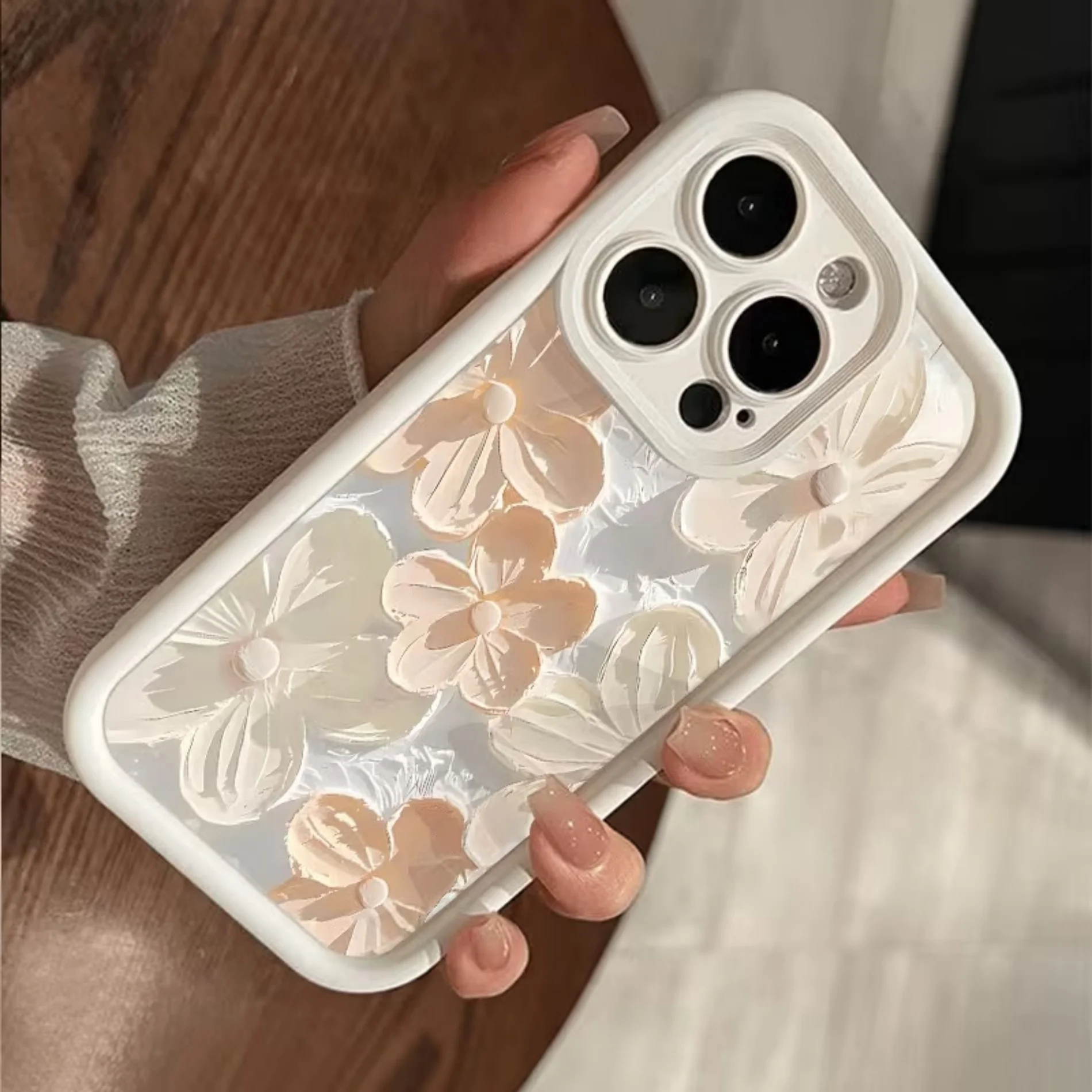 For iPhone 11 12 13 14 15 16 17 18 Pro XS Max 8 7 6 Plus Air Mini Vintage Floral Painting Phone Case Silicone Matte Back Cover view 2