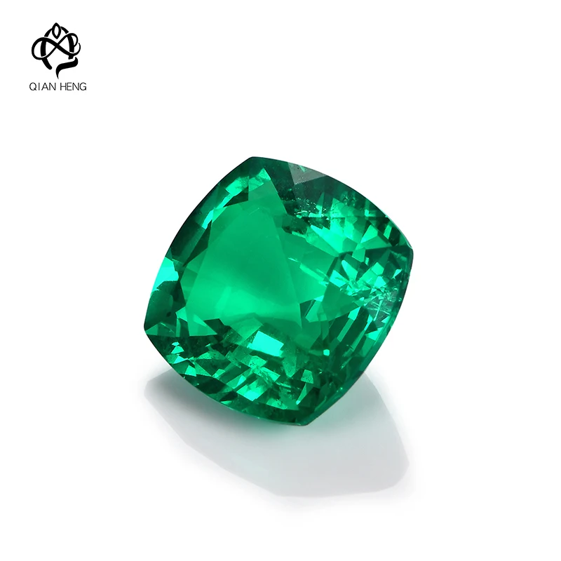 Qian Heng Lab Grown Emerald Colombia Top Cushion Shape with Cracks For DIY Jewelry Different Size Making Materials Gemstone