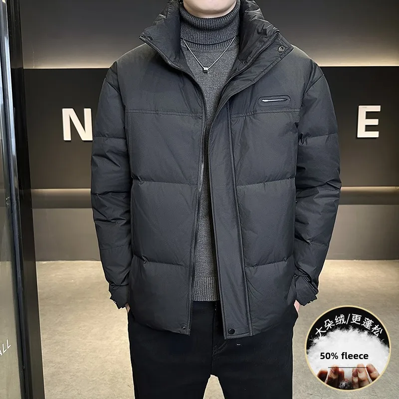 

Men's down Jaet 2025 New Winter Simple Du down Loose Thi Warm Stand Collar Faion Urban Sle Daily Ci Casual Polyes...