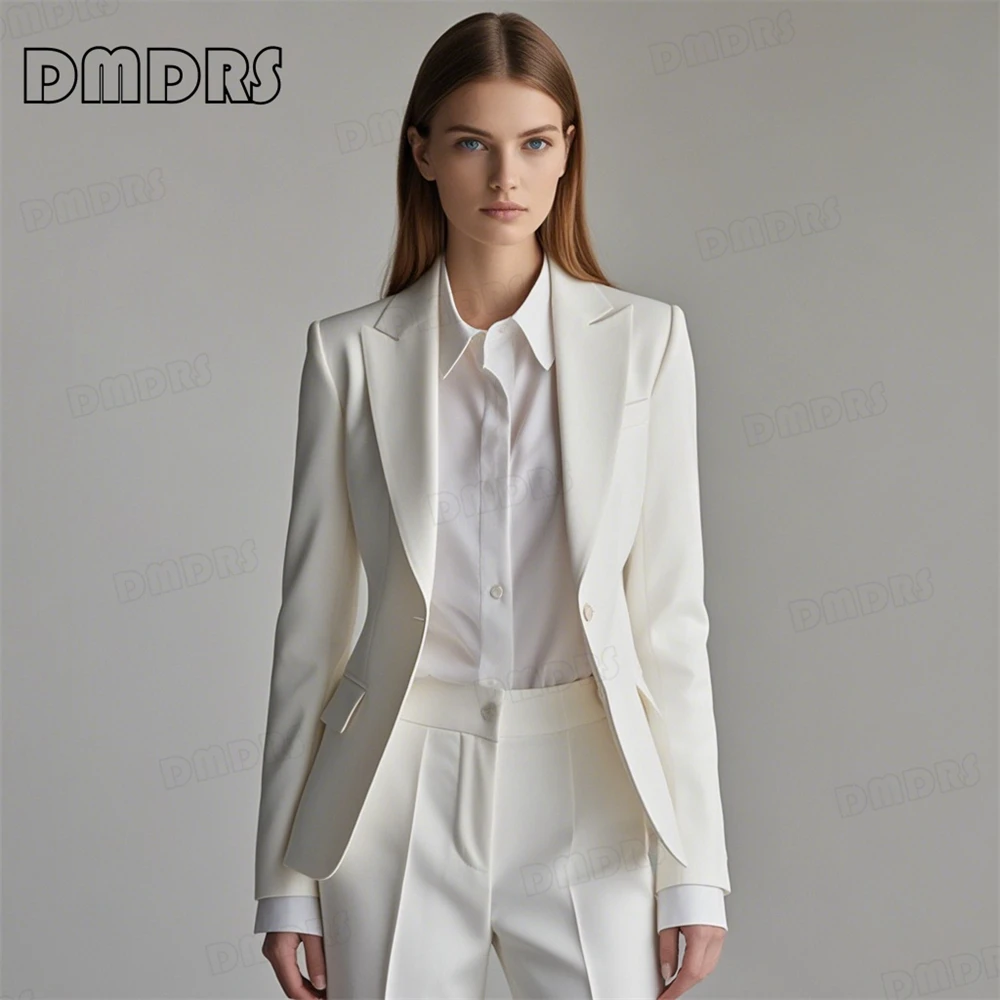 

Customized Colors Two Pieces Suit Set for Women, Classic Solid Formal Suits, One Button Blazer Pants Set Women's Business Tuxedo