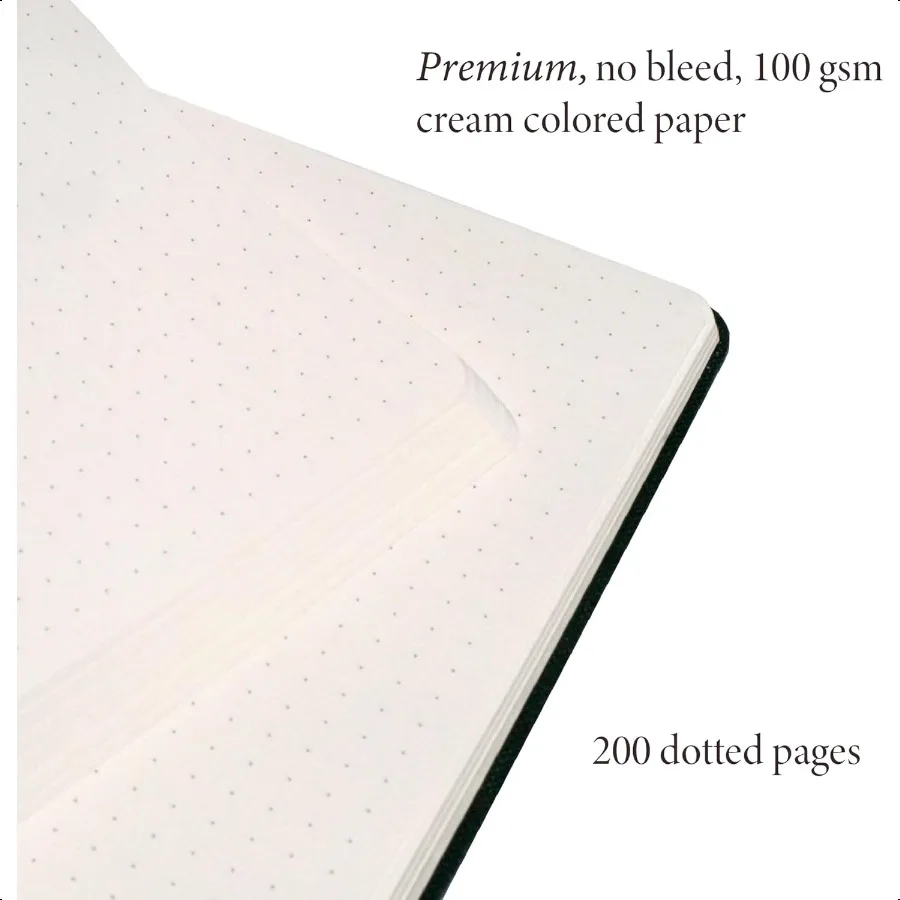 두꺼운 100gsm 용지의 하드커버 점선 노트, A5 사이즈(8.3인치 x 5.4인치), 여행, 학교용 일기장