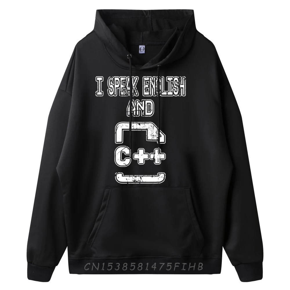 Speak English And Computer Programmer Coder Language Sweatshirts Graphic Tee Men's Polyester Sweater Hip Hop