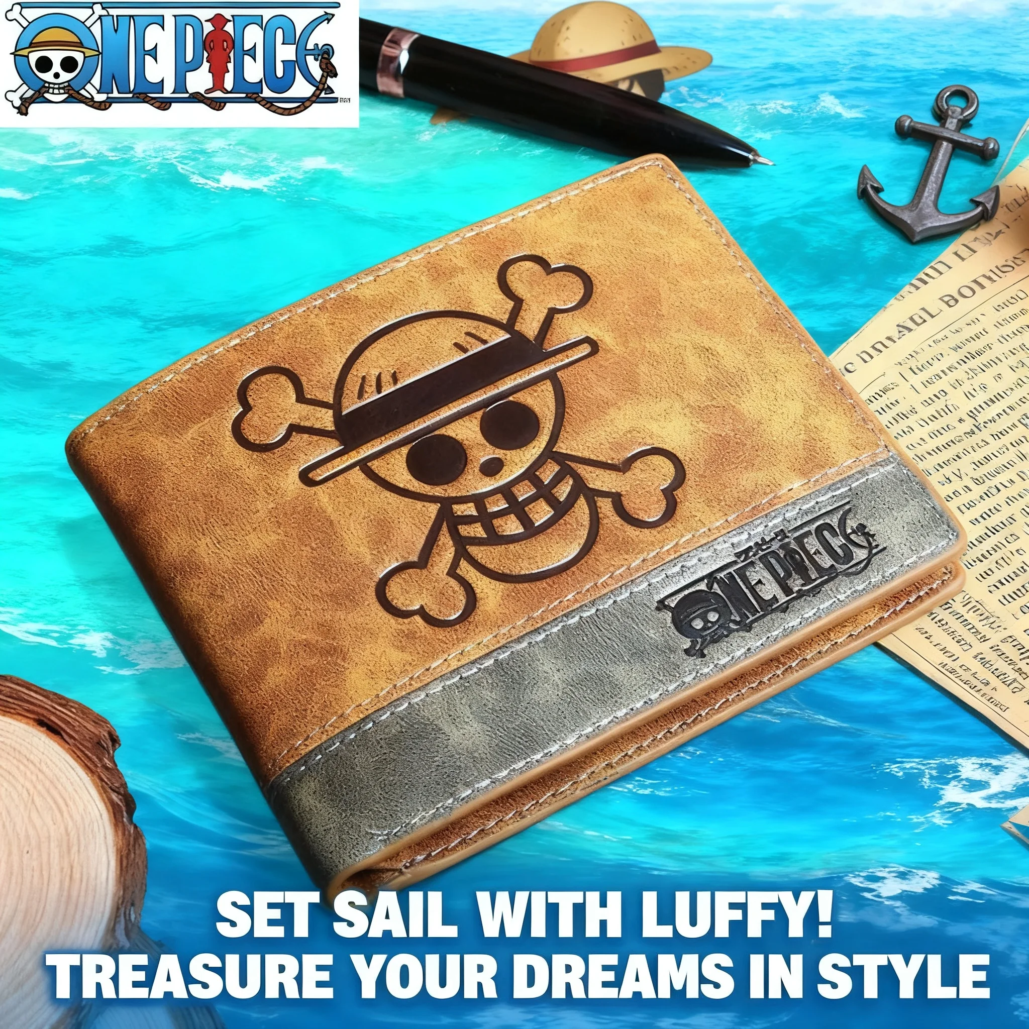 

Кошелек с аниме-фигурками One Piece: Луффи, Зоро, Эйс, с рисунком скелета, из ПУ, мультяшный, кавайный, держатель для карт, подарок для мужчин