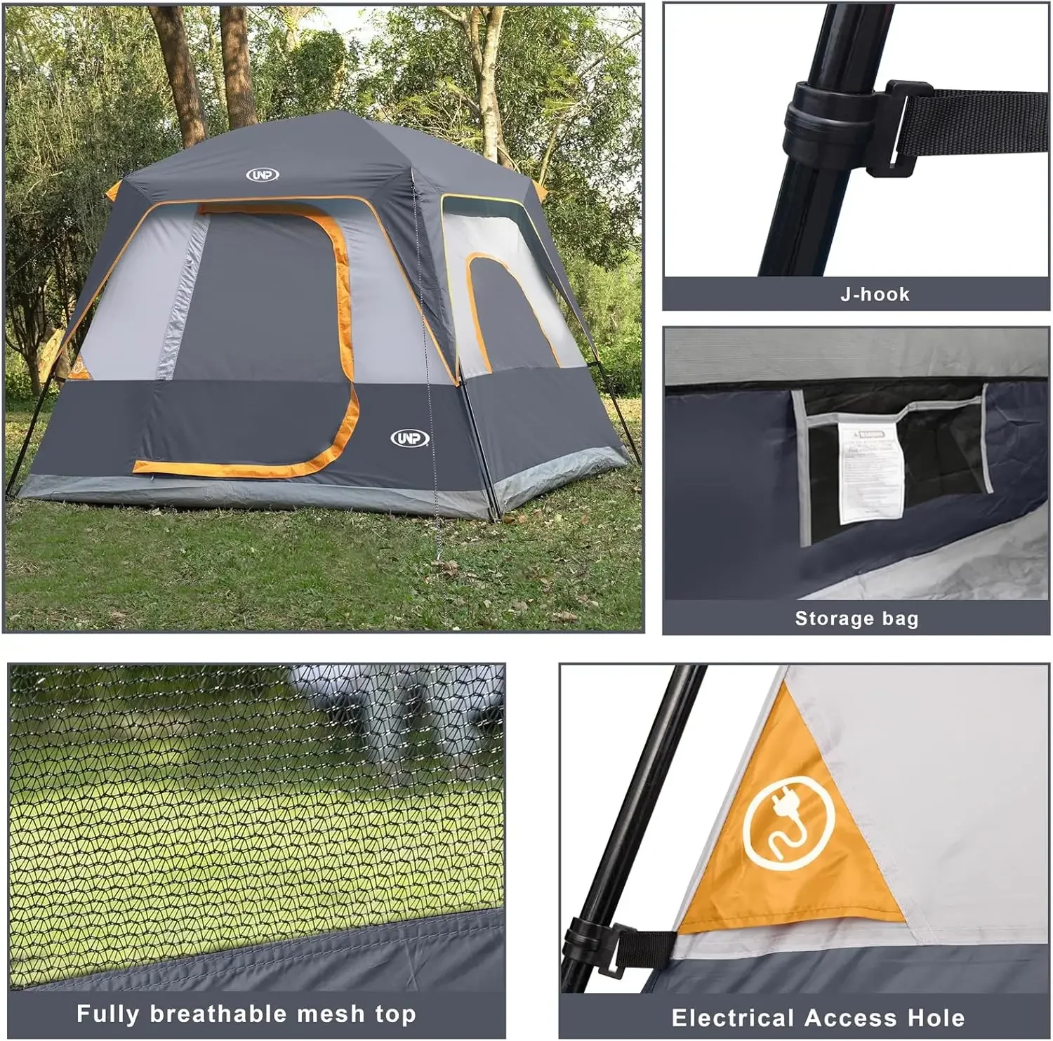 Tenda UNP per 4 persone, tenda cabina portatile, tenda da campeggio per 4 persone, facile installazione