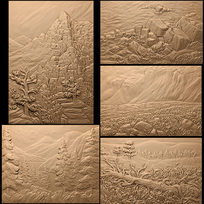 High Quality 5pcs Landscape 3D Model Relief in STL format 3d Print File for CNC Router Carving Engraving Artcam aspire