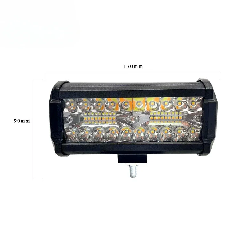 7-inch 120W Dual Color Work Light for Off-road Vehicle Spotlights with LED Three Mesh Long Strip Lights for Automobiles