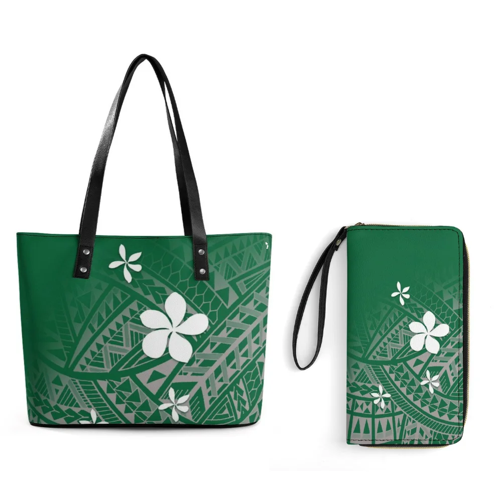 

Polynesian Tribal Lines Women'S Handbag And Purse Custom Pu Women'S Bag 2-Piece Set Elegant Temperament Shoulder Bag Handbag