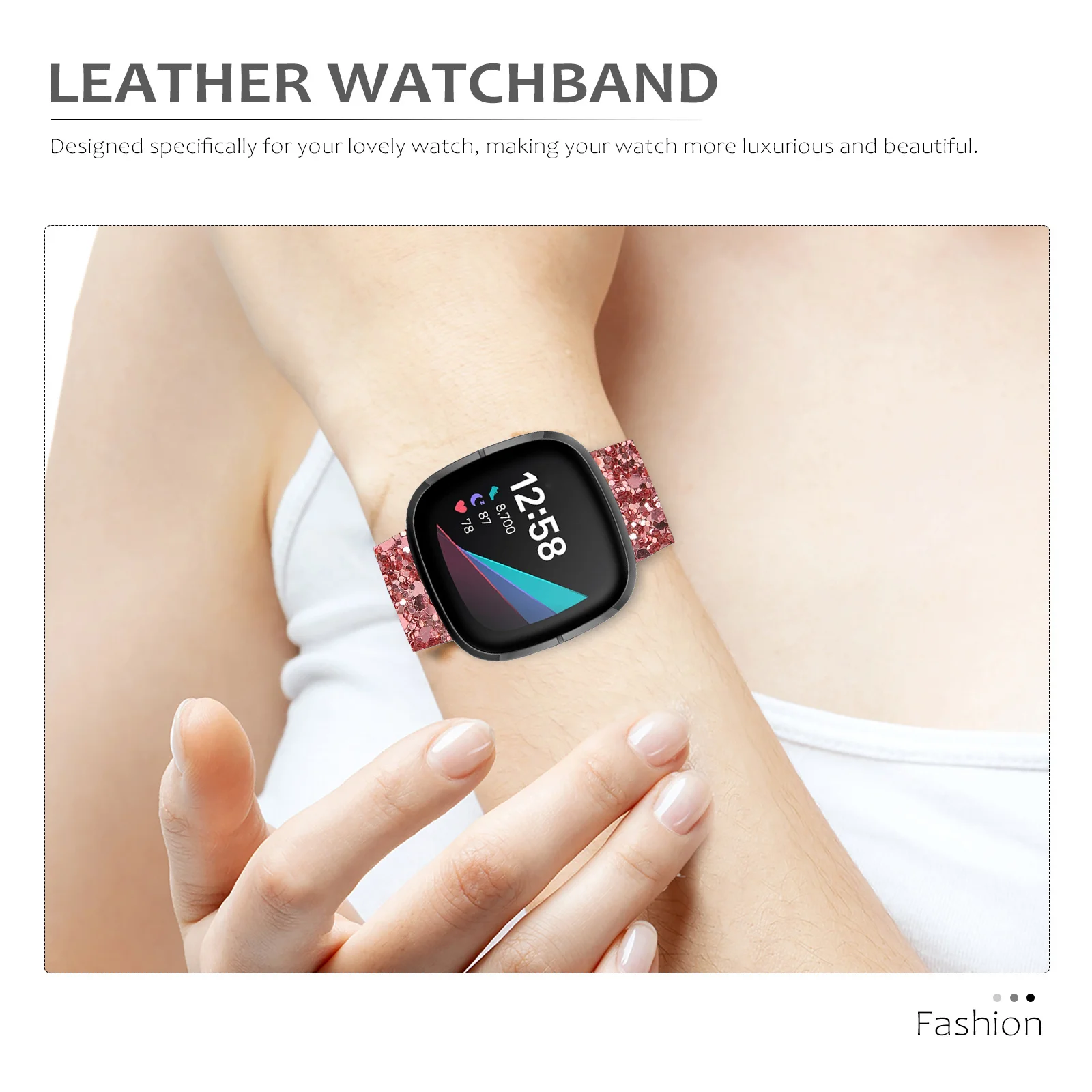 

Glitter Watch Strap For Se 2 Pu Replacement Band Comfortable Durable Wristband Adjustable Smart