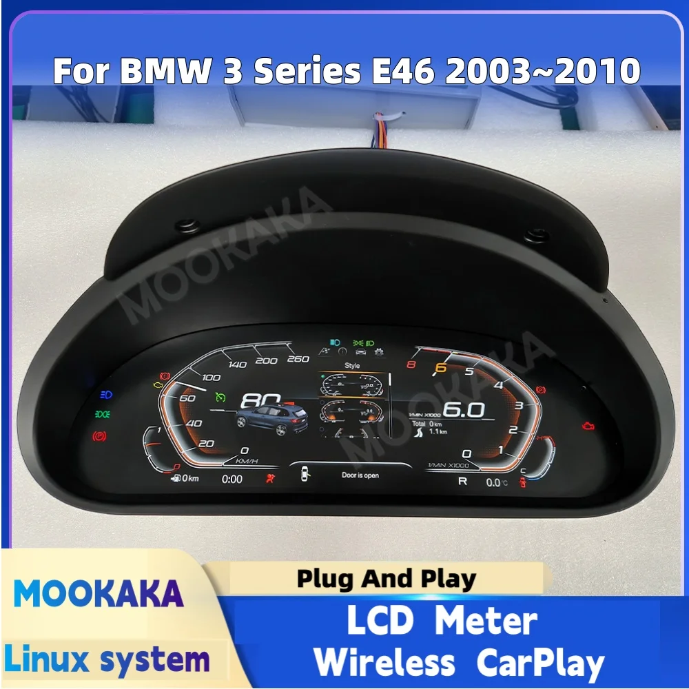 Digital Dashboard For BMW 3 Series E46 2003~2010 M Sport Carplay Car Cluster LCD Meter Virtual Cockpit Digital Instrument Panel