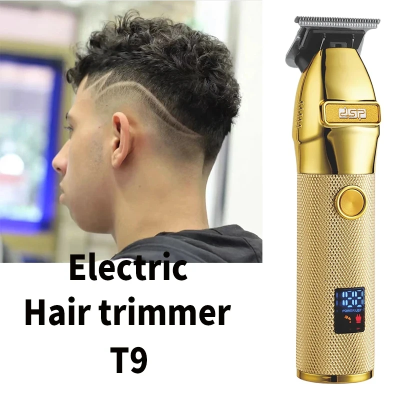 Cortadora de pelo eléctrica profesional T9 para hombre, afeitadora de barbero con USB, 0mm, 2023