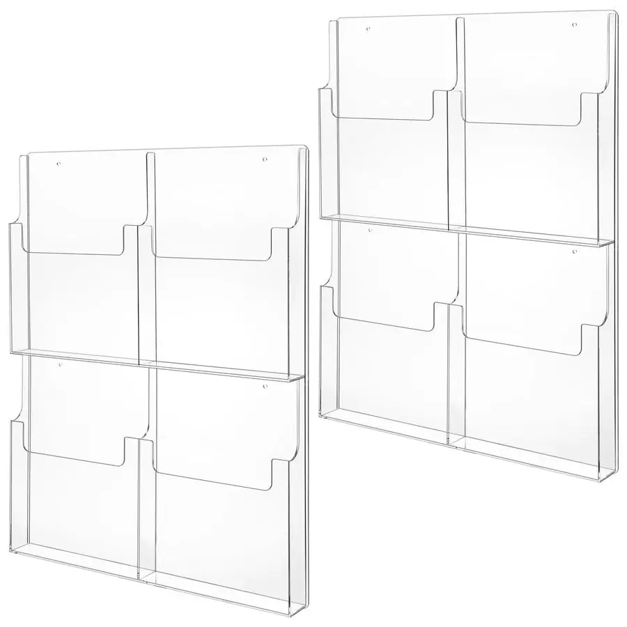 

Pcs 4 Pocket Pamphlet Holder Wall Mount Acrylic Brochure Holder Plastic Trifold Multi Slot Flyer Rack Clear Literature Rack Maga