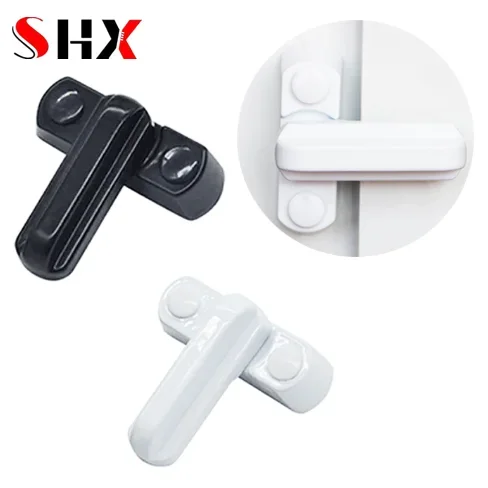 Plastic+Stainless Steel T-lock Window Door Sash Lock Safety Lever Handle Sweep Latch Child Safe Security Hardware Accessories