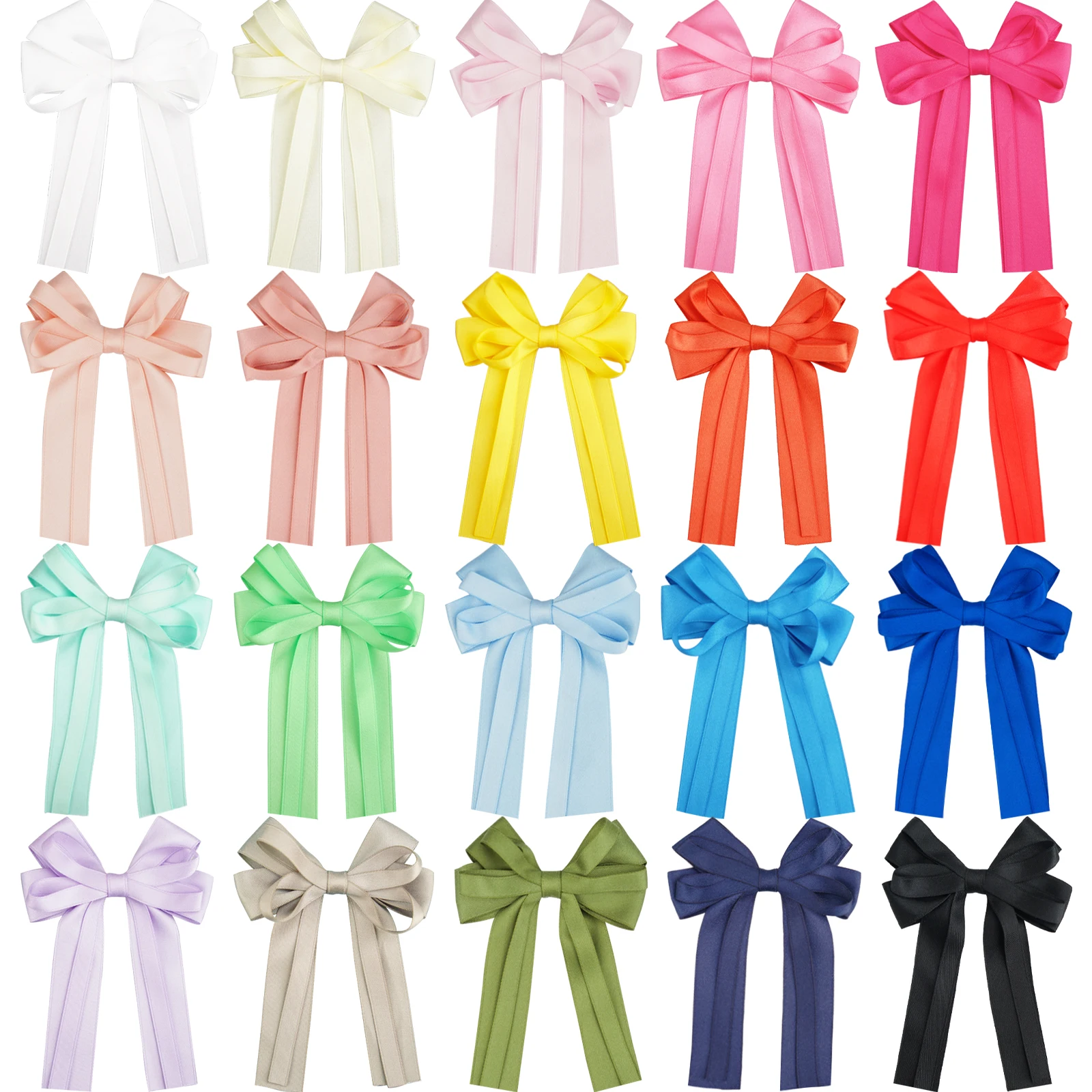 Ragazze 5 pollici nastro di raso grande coda lunga fermagli per capelli bambini Barrette Hairgrips bambini coda di cavallo accessori per capelli