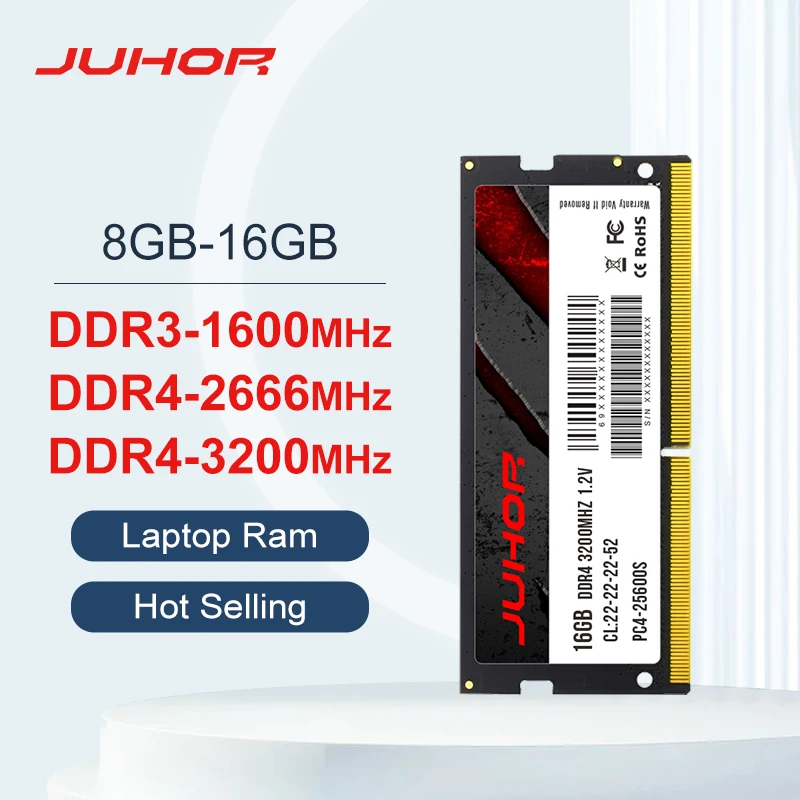 JUHOR Memoria Ram DDR4 8 ГБ 16 ГБ 2666 МГц 3200 МГц DDR3 8 ГБ 1600 МГц Sodimm Ноутбук Высокопроизводительная память для ноутбука