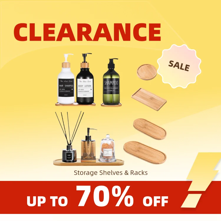 Clearance_Wooden Soap Dispenser Tray Vanity Countertop Bottles Organizer Holder Round Square Candles Jewelry Storage Tray for Ba