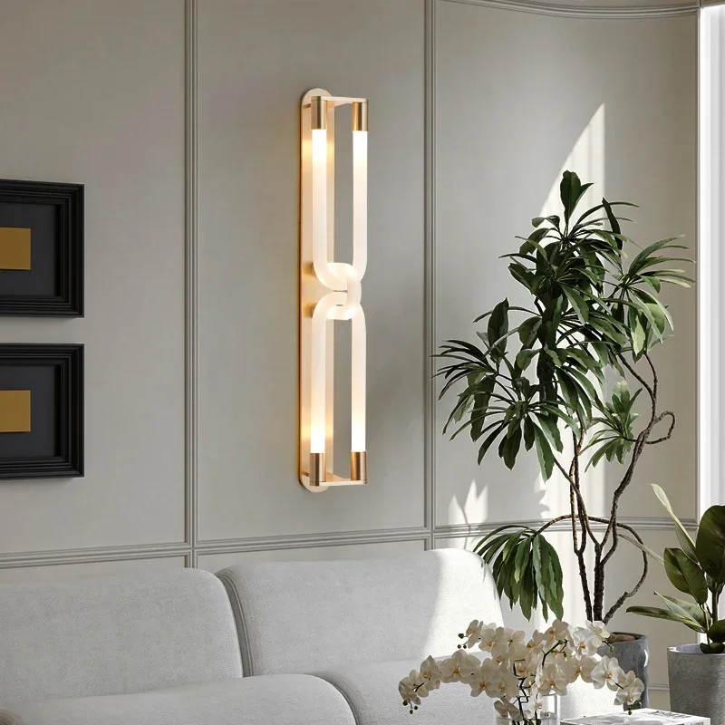 

Modern minimalist luxury strip wall lamp indoor wall lamp room decoration bedroom black gold wall lamp bedside lighting fixture