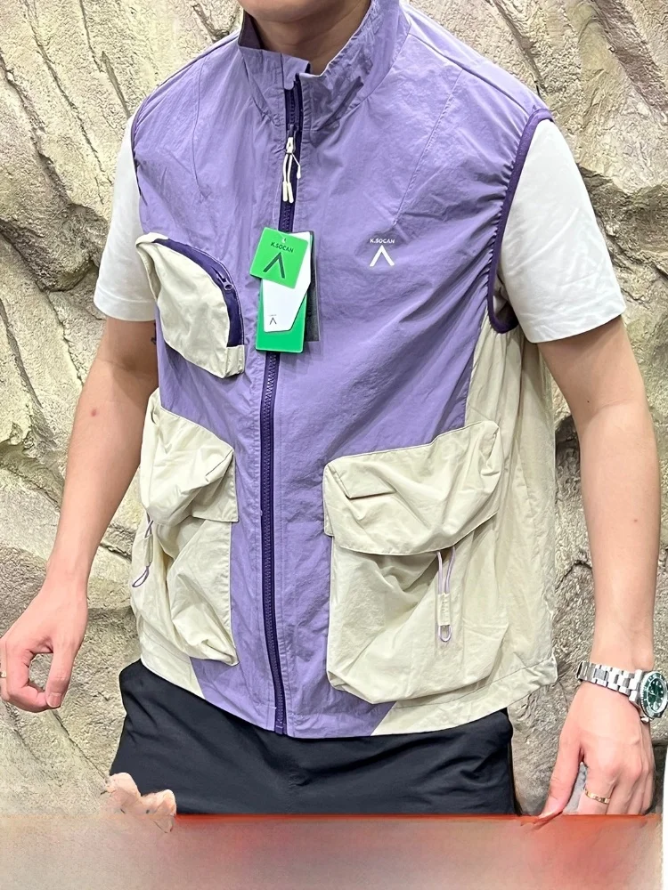 

3D Stereo Outdoor Workwear Vest Qui Dry Waterproof Spring Summer Couple's Vest Stand Fit Polyester Fiber Youth Faion