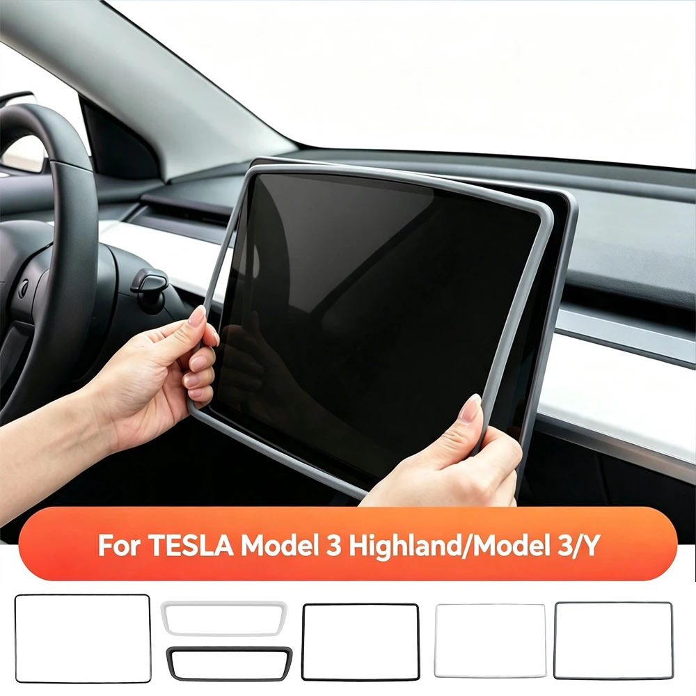 For Tesla Model 3 Highland Model 3/Y Silicone Protective Frame Edge Cover Central Control Display Navigation Screen Protector