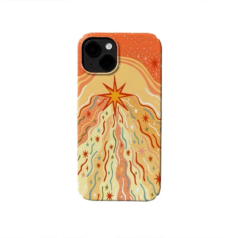 Ins Korean Orange Meteor Case for IPHONE 15PRO MAX 14 13 PRO 13 PRO MAX 15 15PLUS 15PRO XS MAX Acrylic Hard Mobile Phone Cases